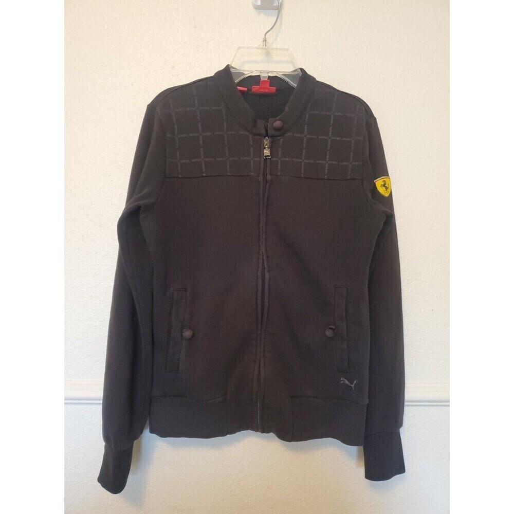 Puma Scuderia Ferrari Windbreaker Jacket Womens Size S Black Full Zip Pockets